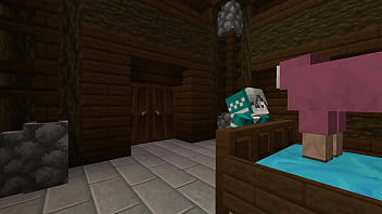 Minecraft milf gets stuck in bed
