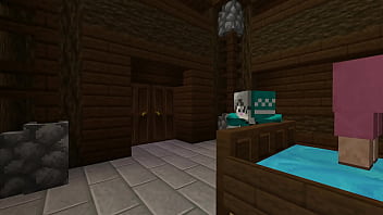 Minecraft milf gets stuck in bed