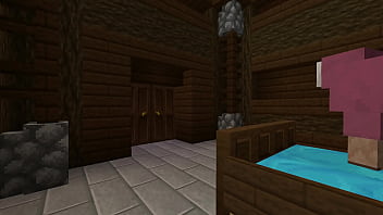 Minecraft milf gets stuck in bed