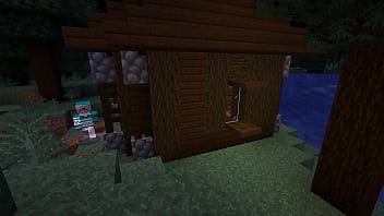 Minecraft milf gets stuck in bed