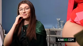 Teen bffs spice up a boring game night by sharing stud's cock in foursome