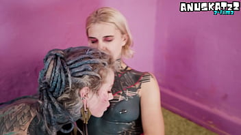 Alt inked girls in hot strap on tease