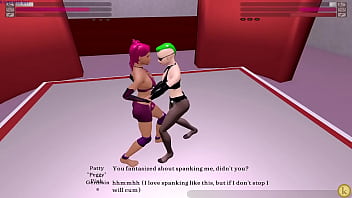 Germaine vs patty pink kyfc sexfight strap on sex fight game video match lesbian