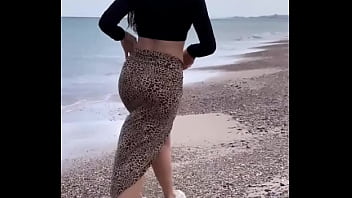 Hot & sexy latina milf bech with with random boy