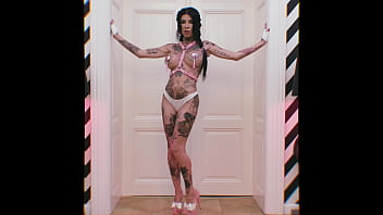 Anal queen gapes her ass with monster black dildo