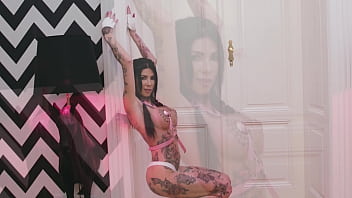 Anal queen gapes her ass with monster black dildo