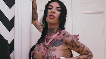 Anal queen gapes her ass with monster black dildo