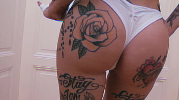 Anal queen gapes her ass with monster black dildo