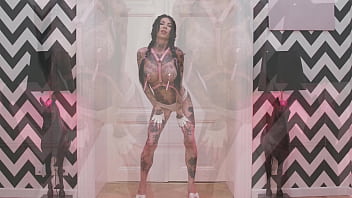 Anal queen gapes her ass with monster black dildo