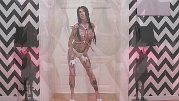 Anal queen gapes her ass with monster black dildo