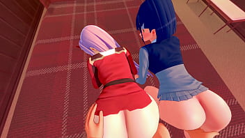 Cute ichigo and zero two get fucked hard in wild threeway