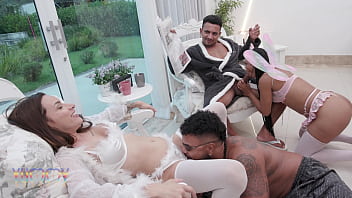 Naughty housewife jenifer low gets anal fisted by ob slave nat and gets fucked by 2 big cocks with intense double penetration