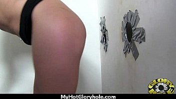 Nasty slut sucks big cock at gloryhole 2