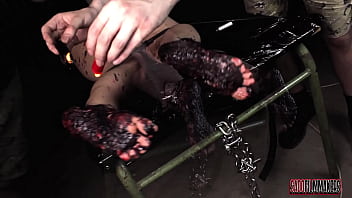I've punished the feet of this pain slut with hot wax