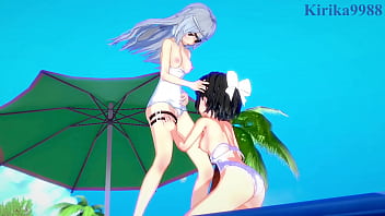 Miku kohinata and laura bodewig lesbian play symphogear & infinite stratos hentai