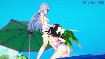 Miku kohinata and laura bodewig lesbian play symphogear & infinite stratos hentai