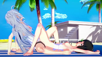 Miku kohinata and laura bodewig lesbian play symphogear & infinite stratos hentai