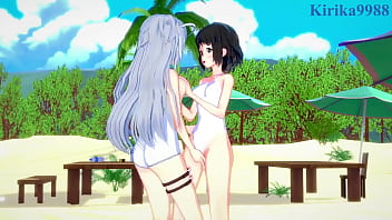 Miku kohinata and laura bodewig lesbian play symphogear & infinite stratos hentai