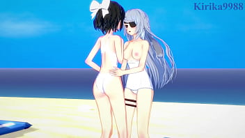 Miku kohinata and laura bodewig lesbian play symphogear & infinite stratos hentai