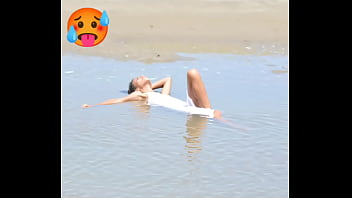 Nude model in a public beach photoshoot small tits nice ass