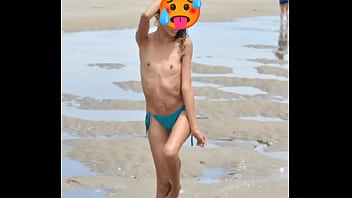 Nude model in a public beach photoshoot small tits nice ass