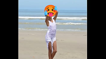 Nude model in a public beach photoshoot small tits nice ass