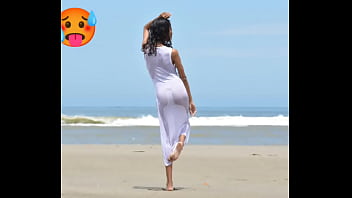 Nude model in a public beach photoshoot small tits nice ass