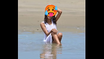 Nude model in a public beach photoshoot small tits nice ass