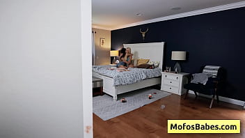 See this petite oriental black haired teenager seducing her big tit blondie friend