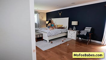 See this petite oriental black haired teenager seducing her big tit blondie friend