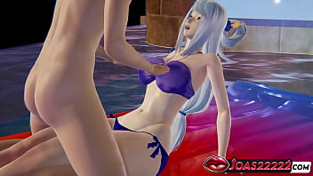 Animation featuring huge boobs girl aqua enjoy boobs massage g spot fingeing with sensual moans and wet cunnilingus orgasm