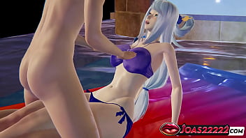 Animation featuring huge boobs girl aqua enjoy boobs massage g spot fingeing with sensual moans and wet cunnilingus orgasm