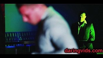 Busty brunette takes 2 cocks