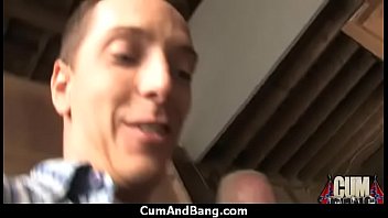 Cum slut introduced to bukkake 19