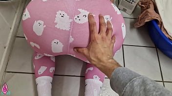 Silly stepsister stucks in the washing machine stepbrother fucks her hard