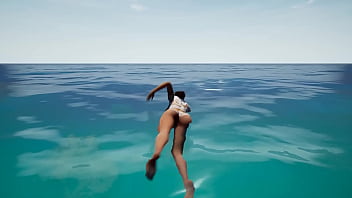 Lara croft was masturbating in her cabin but suddenly a storm started 3d hentai game