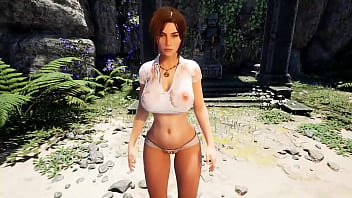 Lara croft was masturbating in her cabin but suddenly a storm started 3d hentai game