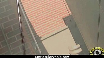 Ebony teen shows off her blowjob skills at gloryhole 18