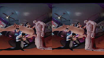 Claire Russel Having Hardcore Double Penetration Lifted Carried In The Air By Meredith Stout And Cyberpunk Dude Latex Tattoo Blonde Bdsm thumbnail