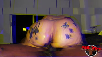 Big booty tattoo slut candi cakes takes on huge bbc