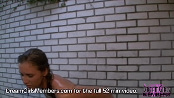 She lets us watch her soap her naked body up