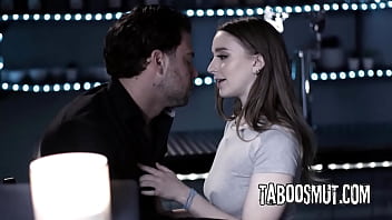 Hot brunette teen agrees to fuck with her boss just to keep her job