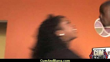 Ebony chick hard fuck in interracial group 27