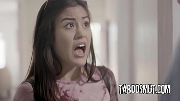 Asian stepdaughter caught wetting herself by stepdad