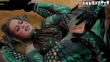 Gothic lesbian latex fist play squirting and gapes