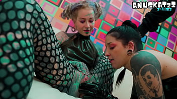 Gothic lesbian latex fist play squirting and gapes