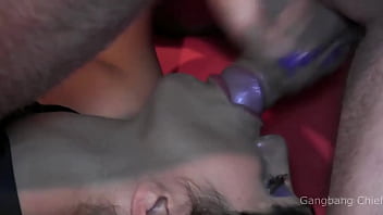 Sexy cheerleader creampie gangbang cum party