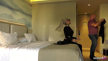 Slim german mature wife with many tattoos talk to no condom cheating fuck at hotel and leg him cum on small ass
