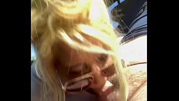 Real hooker sucks cock in public wearing sunglasses then lets the guy nut on her face