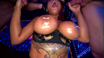 Busty curvy redhead slut gets tag teamed teaser